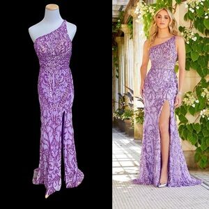Morilee Madeline Gardner Prom Dress Pagent Orchid Sequins Size 4 $250